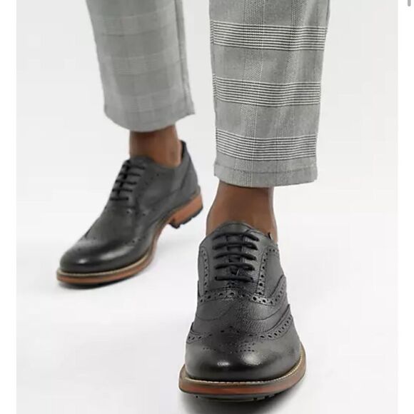 TED BAKER DRESS CASUAL LEISURE WALKING WINGTIP WORK SHOES BLACK SZ 9 - Picture 1 of 11
